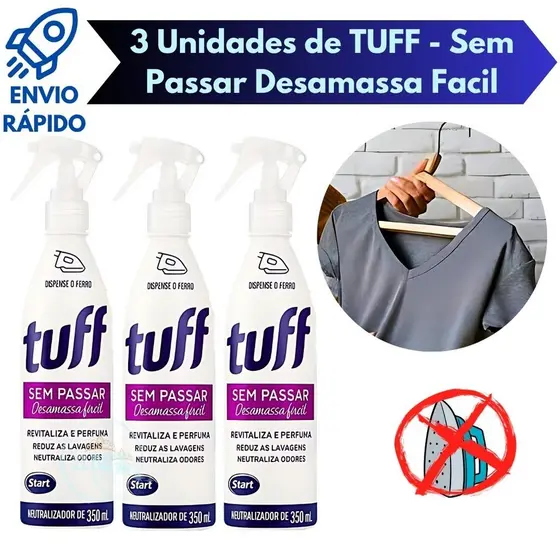 Kit 3 Desamassa Fácil Sem Passar Tuff Start 350ML Perfuma E Neutraliza Odores