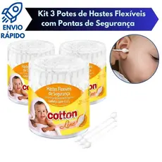 3 Potes de Hastes Flexíveis Com Pontas De Segurança Para Bebês Recém Nascido Antigerme 45 Un Cada