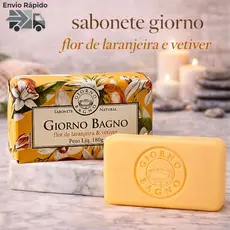 Sabonete Giorno Bagno Flor de Laranjeira E Vetiver 180Gr - Alta Perfumação Natural