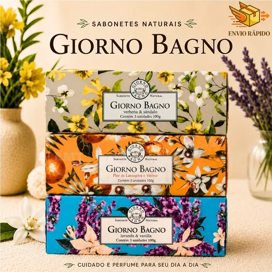 Kit 3 Sabonetes Giorno Bagno Escolha Sua Fragrância 100Gr Cada - Presenteável Alta Perfumação