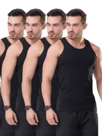 Kit 4 Regatas Masculinas Básicas Canelada