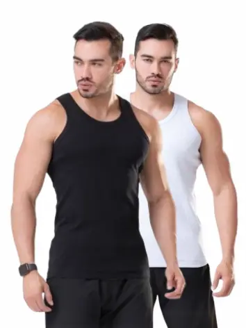 Kit 2 Regatas Masculinas Básicas Caneladas