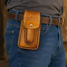 Bainha Porta Celular e Canivete Couro Canguru Country 20,5x11 Com ou Sem Canivete