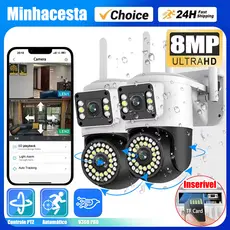 Câmera Segurança WiFI IP 2 Lentes Visão Noturna Microfone a Prova D'água gira 360 App V360 G1