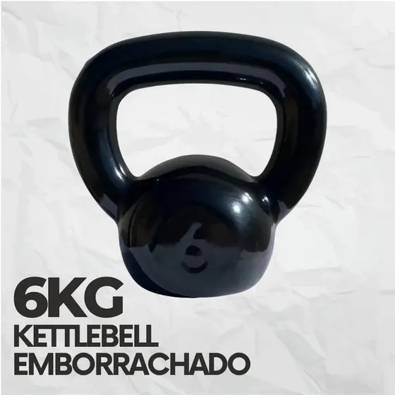 Kettlebell Emborrachado 6Kg Peso de Academia Musculação (1 - Unidade)