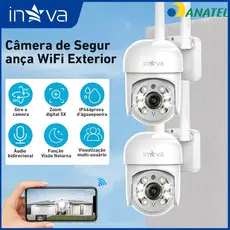 INOVA Câmera segurança Prova D'água IP66 360° Visão Noturna Infravermelho 1080P Zoom