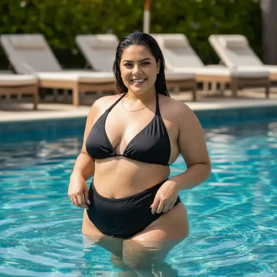 Biquíni Plus Size Feminino Verão Cintura Alta Modeladora Neon Liso Moda Praia Preto Colorido 48 a 52