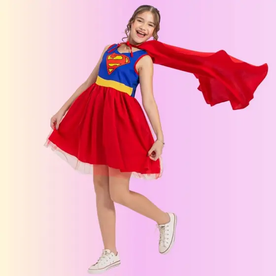 Fantasia Vestido Menina Tule Feminino Festas Aniversario Carnaval Hallowen Soltinho Infantil