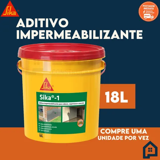 Sika 1 Aditivo Impermeabilizante 18 Litros – Uso em Concreto, Argamassa e Reboco