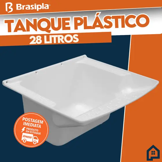 Tanque Plástico De Lavar Roupas 28 Litros Para Lavanderia Preto Brasipla Com Válvula Acoplada