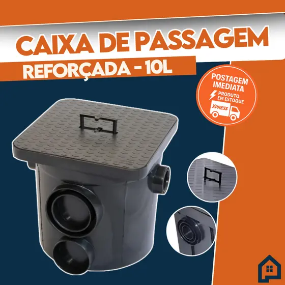 Caixa De Passagem Inspeção De Esgoto Preta 10 Litros Mallton Profissional