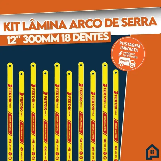 Kit Lâminas Para Arco de Serra 12" (300mm) 18 Dentes Por Polegadas Fertak