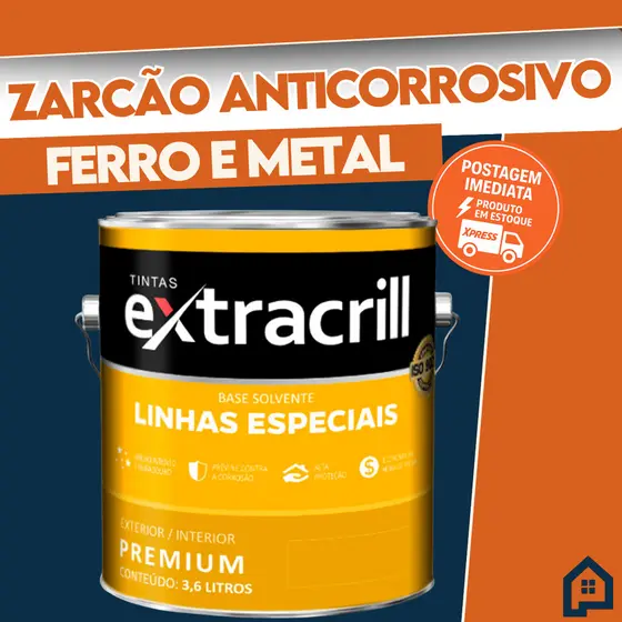 Zarcão Anticorrosivo Fundo Protetor Cinza 3,6L 900ml 225ml P/ Ferro e Aço Extracrill