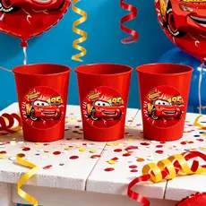 Kit 20 Copos Reutilizáveis Relâmpago Mcqueen Carros personagem infantil 380ml lembrancinhas festas