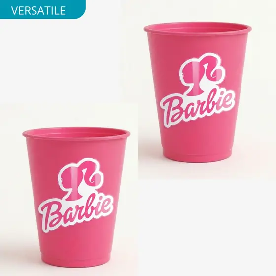 Kit de 30 Copos Adesivados da Barbie Rosa para lembracinhas Festas Crianças