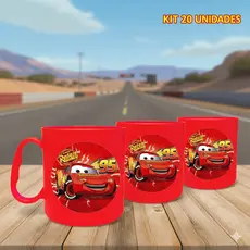 Kit 20 Canecas Personalizadas Adesivadas Carros Relampago McQueen Personagem infantil pra festas