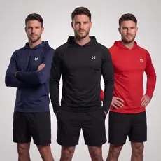 kit 2 Camiseta Capuz Manga Longa Térmica Dry fit com Logo Camisa Masculina Proteção Uv Touca