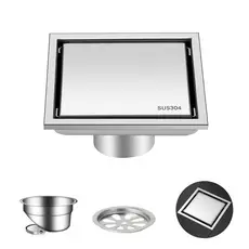 Ralo Inox Square Tampa Oculta Invisivel Nao É Pvc Antiodor Válvula Anti Inseto Veda Cheiro Banheiro Casa Cozinha sus304