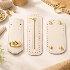 Kit 3 Itens Para Bolsas Crochê Artesanato 25x10 com Zíper Fundo Pezinho e Lapela Fecho Luxo