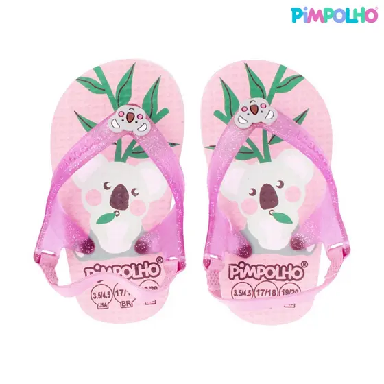 Sandália Praiana Baby Rosa Coala Menina Pimpolho