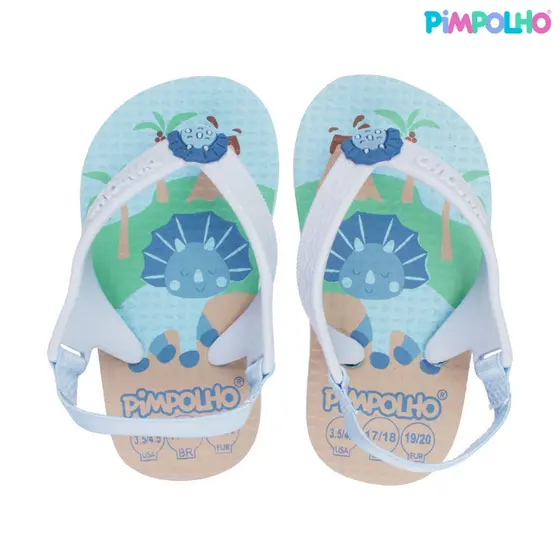 Sandália Praiana Baby Azul Dinossauro Masculina Pimpolho