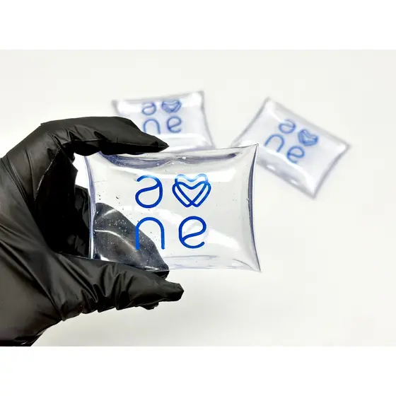 Gelinho Harmonização Personalizado - Gelo Reutilizavel formato sachet 60x80mm para pós procedimentos