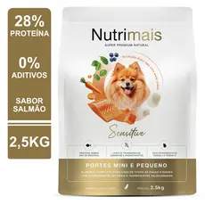 Ração Cães Pele Sensível Salmão Alta Proteína Mini e Pequeno Porte Nutrimais Super Premium 2.5kg