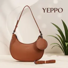 Bolsa Feminina, Bolsa Transversal com Mini Pochete Removível, Modelo Meia Lua - 2666