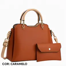 Bolsa feminina transversal ombro couro sintético elegante resistente + mini carteira MA9940