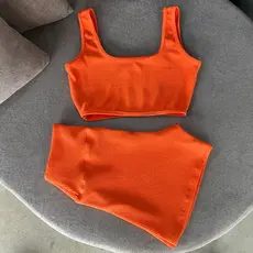 conjunto de short e top canelado VERÃO para treino e academia bermuda de crossfit e praia premium