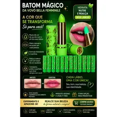 Batom mágico da vovó bella femme verde que deixa boca rosa natural 24horas