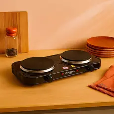 Fogão Elétrico 2 Bocas Panela Camping Assadeira Pequeno Preparo Comida Mini Grill Aquecimento Chapa