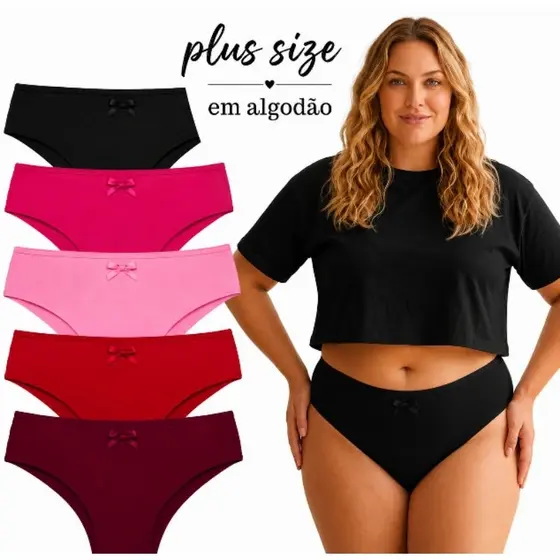 Kit 10 Tangão Calçola coz alto em Algodão Conforto Adulto Feminino Pluz Size em Cotton Calcinha Senhora