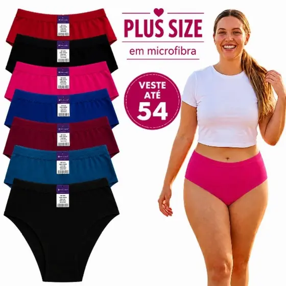 Kit 10 Calcinha Cos Alto Extra Grande Calçola Plus Size em Microfibra Lisa e Estampada GG1 E GG2