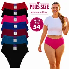 Kit 10 Calcinha Cos Alto Extra Grande Calçola Plus Size em Microfibra Lisa e Estampada GG1 E GG2