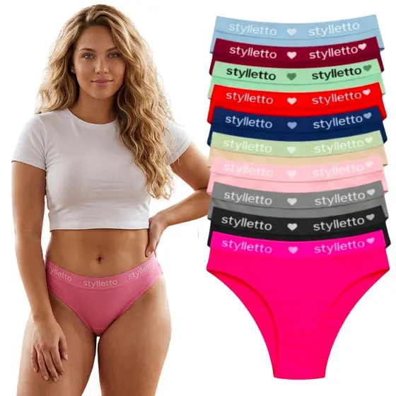 Kit 8 Calcinhas cueca feminina Elástico Exposto Adulto Cós Largo em algodao