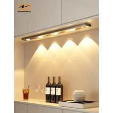 Luminária LED 3 Cores Sensor Movimento USB Recarregável Cozinha Armário Roupeiro Gabinete