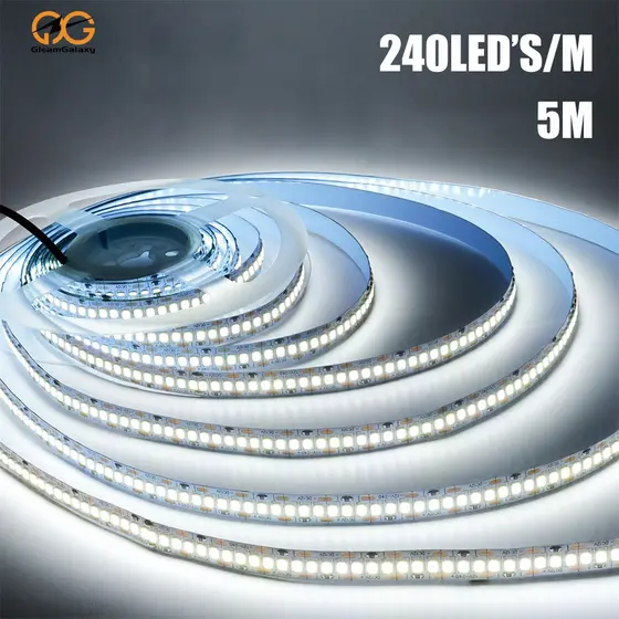 Fita LED 240LEDs/m 3528 12V 5 Metros 3 Cor（Quente/Fria/Neutra) Dupla Face Autocolante Luz Forte