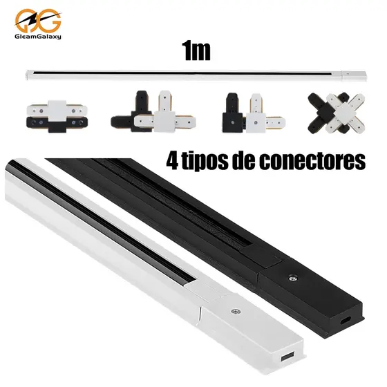 Trilho Eletrificado para Luz de Trilho + Conector LED | Preto/Branco | Iluminação Ajustável｜Bivolt