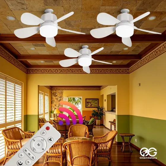 Ventilador de Teto LED 40W 3 Unidades 5 Pás Silenciosas 3 Cores Luz Controle Remoto Bivolt Econômico