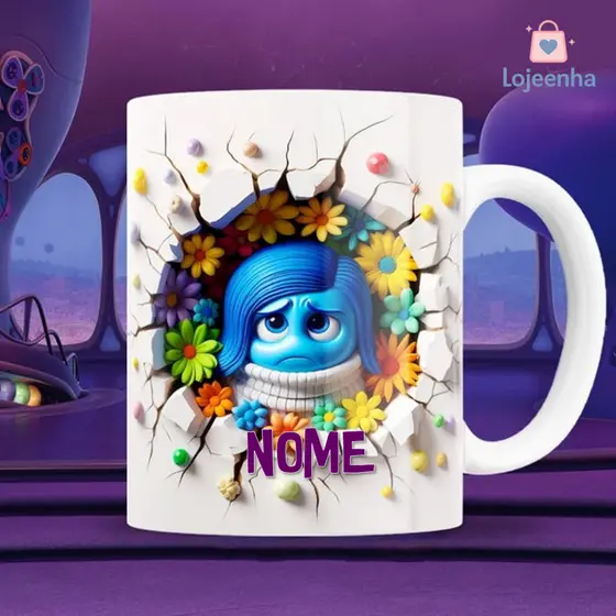 Caneca Divertidamente 3D Personalizada - Tristeza - Filme Divertidamente