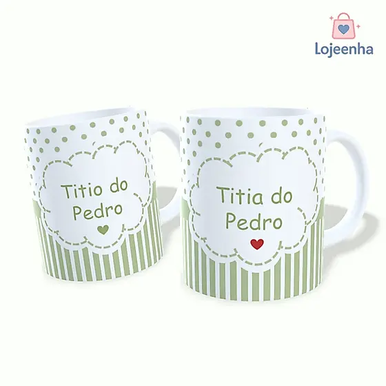 Caneca Personalizada para Tios - Titia - Titio - Presente para Tia - Presente para Tio - Batizado - Lembrança para tios