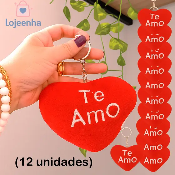 Kit Chaveiro de Coração de Pelúcia com Ventosa com até 12 unidades