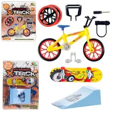 Combo de SKATE DE DEDO (FINGERBOARD) COM RAMPA + BICICLETA DE DEDO COM ACESSORIOS