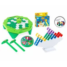 Kit 2 Mini Jogos(Mini Sapinho Quebra Gelo+Mini Torre Equilibre Patos)Divertidos E Interativo