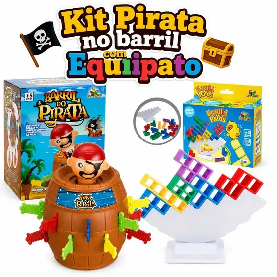 Kit 2 Jogos Pirata No Barril+ Mini Jogo Equilipatos(Divertidos E Interativos
