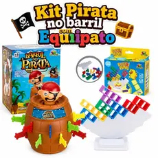 Kit 2 Jogos Pirata No Barril+ Mini Jogo Equilipatos(Divertidos E Interativos