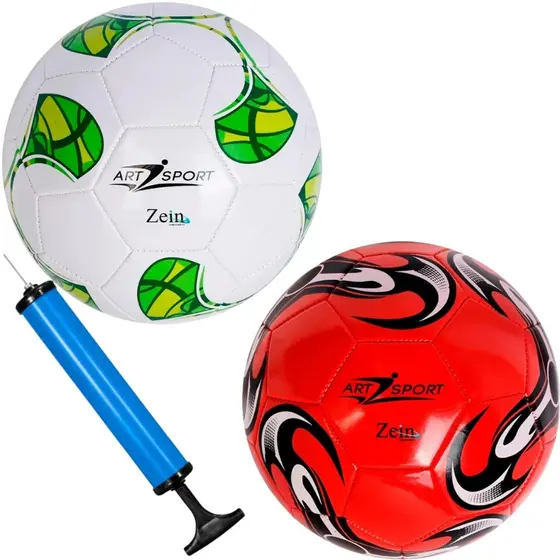 Kit Com 2 Super Bolas De Futebol N.5 68 cm + Bomba Com Bico Presente