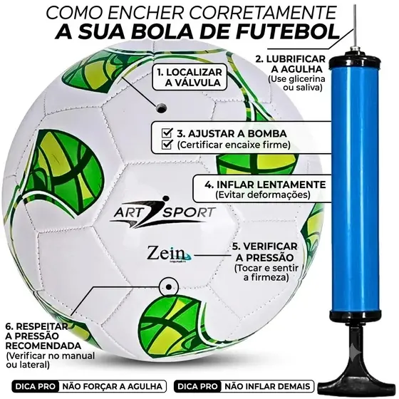Bola De Futebol N.5 68 com + Bomba Com Bico Presente