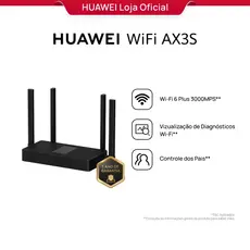 HUAWEI WiFi AX3S | Roteador | Wi-Fi 6+, 3000Mbps |  Easymesh |  HiConfig Preset | Preto
